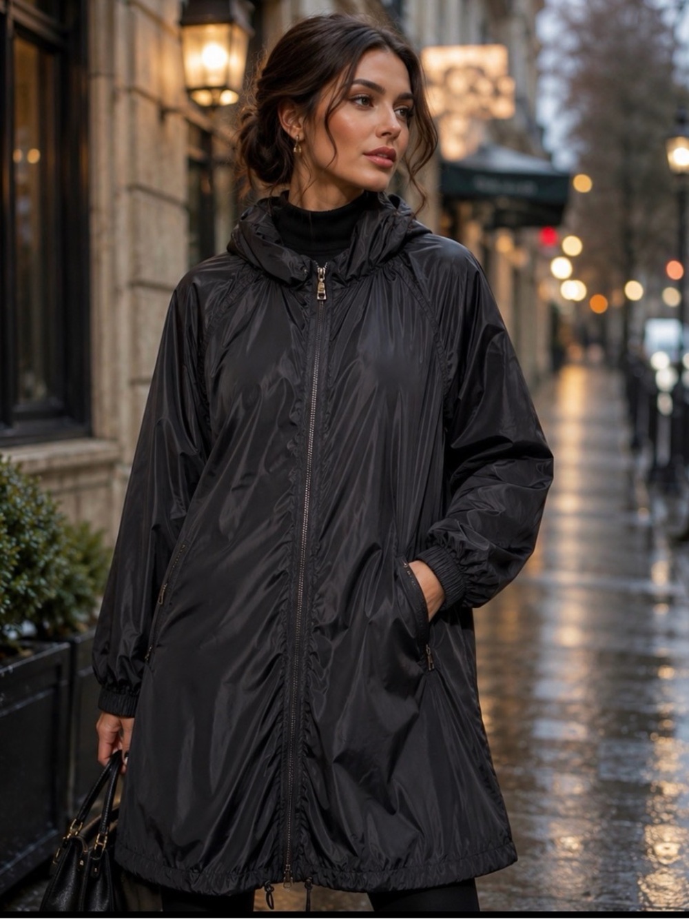 Love Moschino Black Rain Trench Jacket Coat Sz 6 Luxury Chic